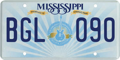 MS license plate BGL090