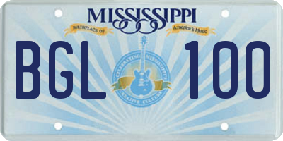 MS license plate BGL100