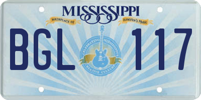 MS license plate BGL117