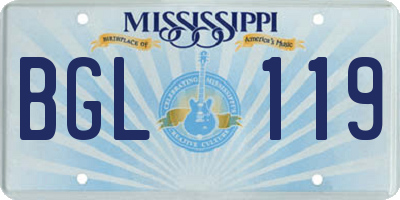 MS license plate BGL119