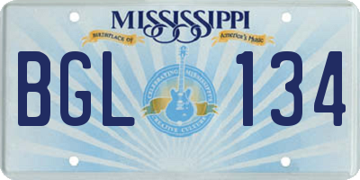 MS license plate BGL134