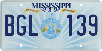 MS license plate BGL139