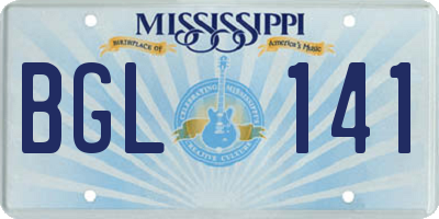 MS license plate BGL141