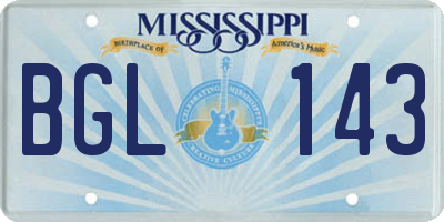 MS license plate BGL143