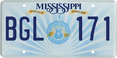 MS license plate BGL171