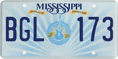 MS license plate BGL173