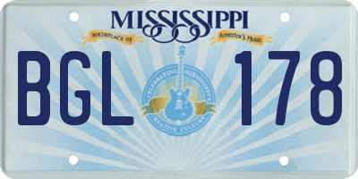 MS license plate BGL178