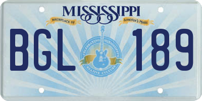 MS license plate BGL189