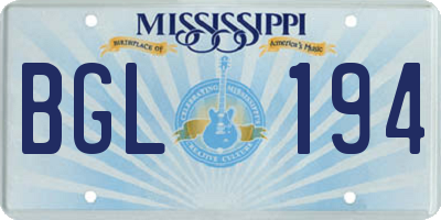 MS license plate BGL194