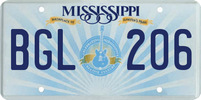 MS license plate BGL206