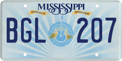 MS license plate BGL207