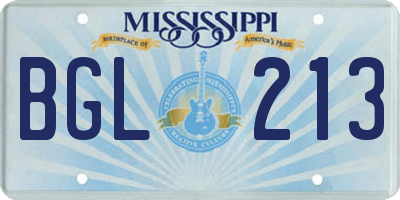 MS license plate BGL213