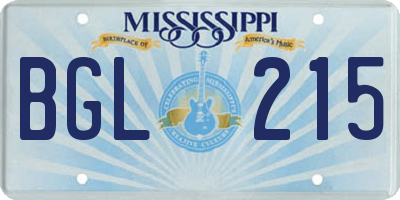 MS license plate BGL215