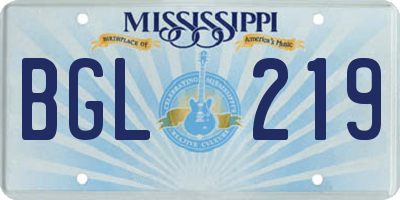 MS license plate BGL219