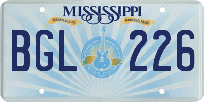 MS license plate BGL226