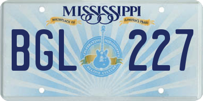 MS license plate BGL227
