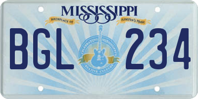 MS license plate BGL234