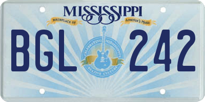 MS license plate BGL242