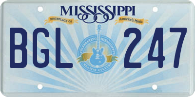 MS license plate BGL247