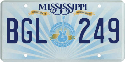 MS license plate BGL249
