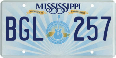MS license plate BGL257