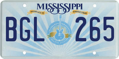 MS license plate BGL265