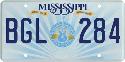MS license plate BGL284
