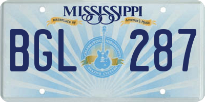 MS license plate BGL287