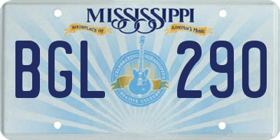 MS license plate BGL290