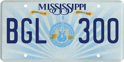 MS license plate BGL300