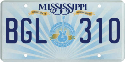 MS license plate BGL310
