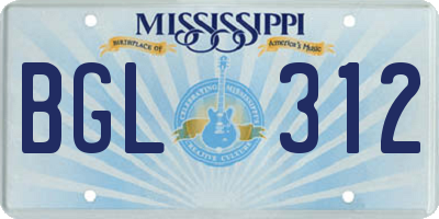 MS license plate BGL312