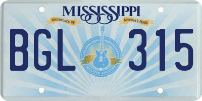 MS license plate BGL315