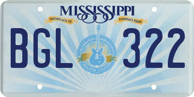 MS license plate BGL322