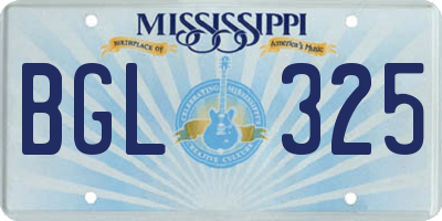 MS license plate BGL325