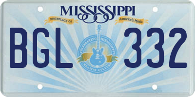 MS license plate BGL332