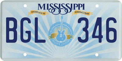 MS license plate BGL346