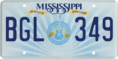 MS license plate BGL349