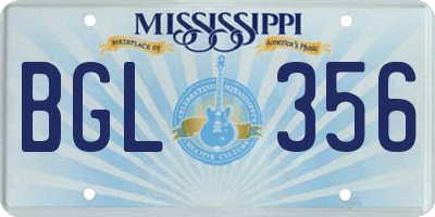 MS license plate BGL356