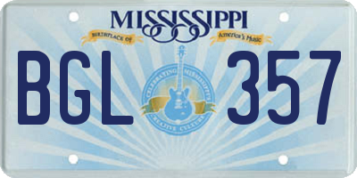 MS license plate BGL357