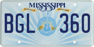 MS license plate BGL360