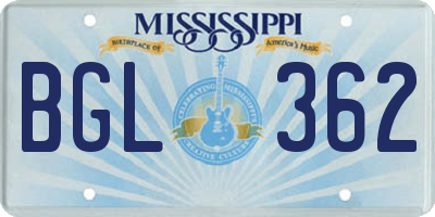 MS license plate BGL362
