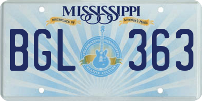 MS license plate BGL363