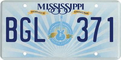 MS license plate BGL371