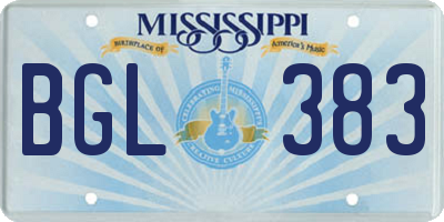 MS license plate BGL383