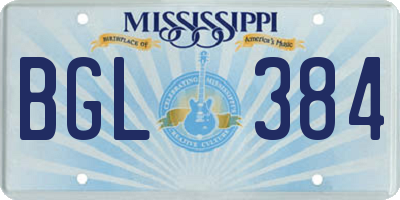MS license plate BGL384