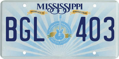 MS license plate BGL403