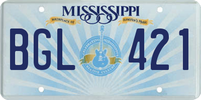 MS license plate BGL421