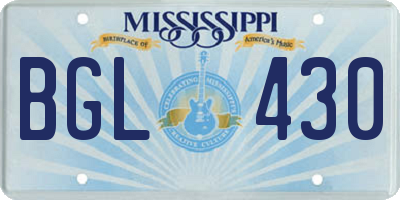MS license plate BGL430