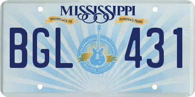 MS license plate BGL431
